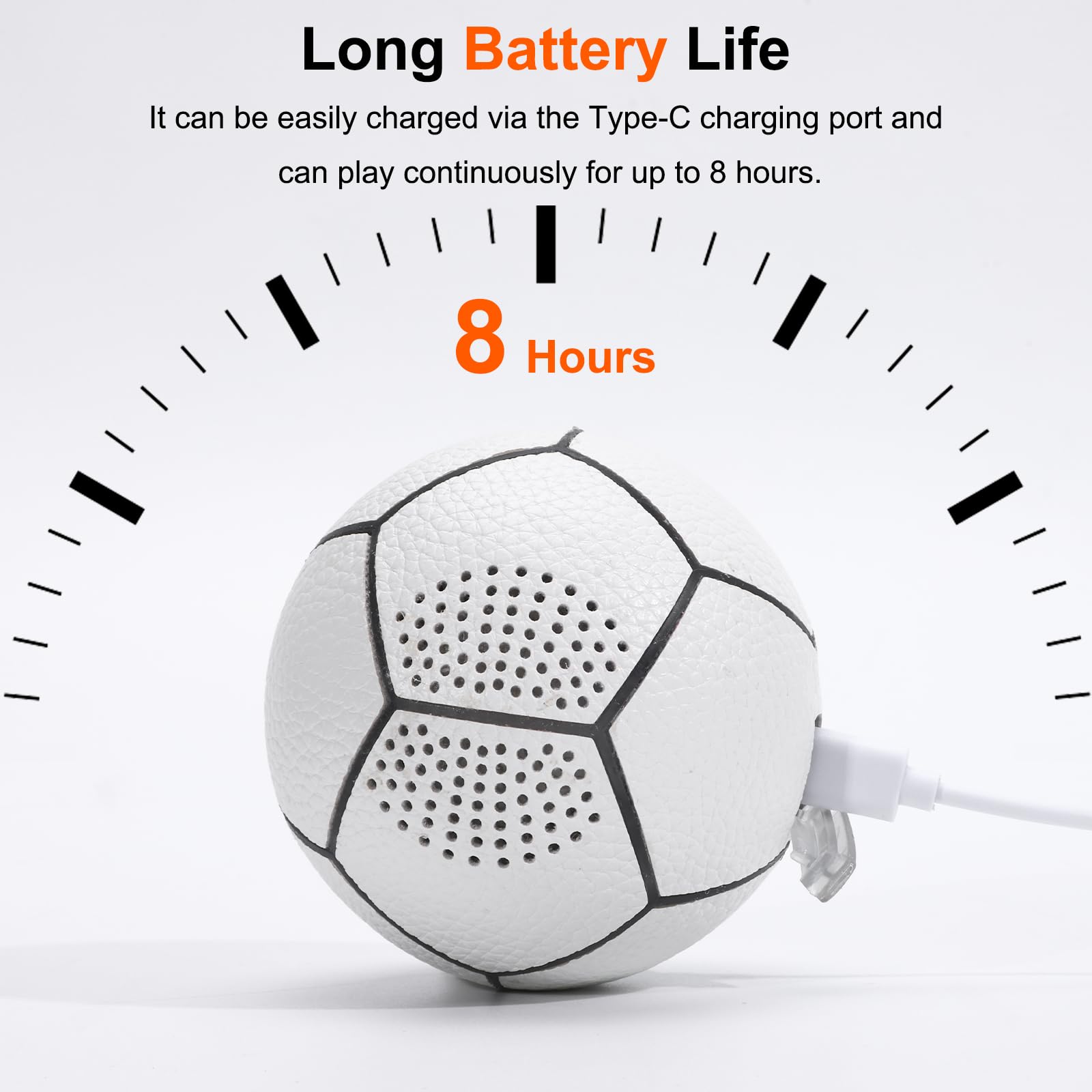 Portable Bluetooth Speaker: Glow-in-The-Dark Soccer and Charger via USB-C - Wireless Bluetooth Speakers - Ideal Gifts for Children, Teenagers and Adults(White)