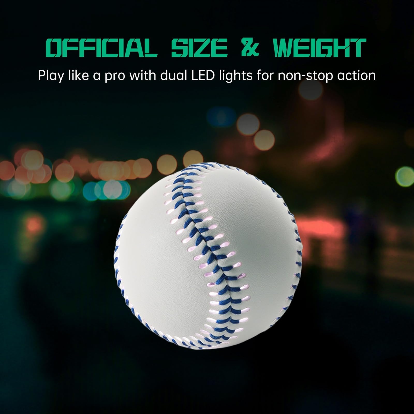 Lighting Ball Night Catch Ball with 200 Lumens | USB-C Fast Charging | Official Size & Weight | Gift for Boys Girls Adults(Light Blue)