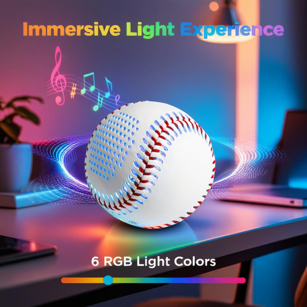Bluetooth Speaker Baseball - Glow in The Dark LED Ball with Built-in Speaker, Rechargeable Portable Audio Gift for Baseball Fans (Do Not Use for Batting)