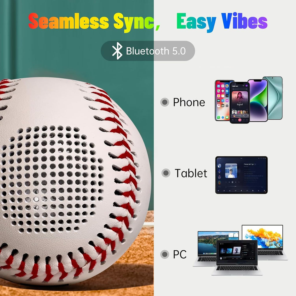 Bluetooth Speaker Baseball - Glow in The Dark LED Ball with Built-in Speaker, Rechargeable Portable Audio Gift for Baseball Fans (Do Not Use for Batting)