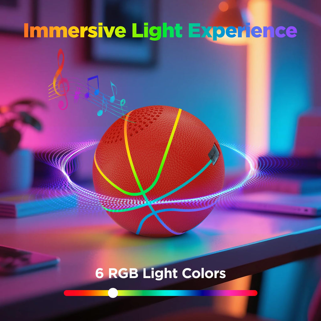 Glow in The Dark Basketball - Sizes 9" Bluetooth Speaker, Teens & Adults - Light Up Basketball with 6 LED Lights - Teen Boys Gift Ideas