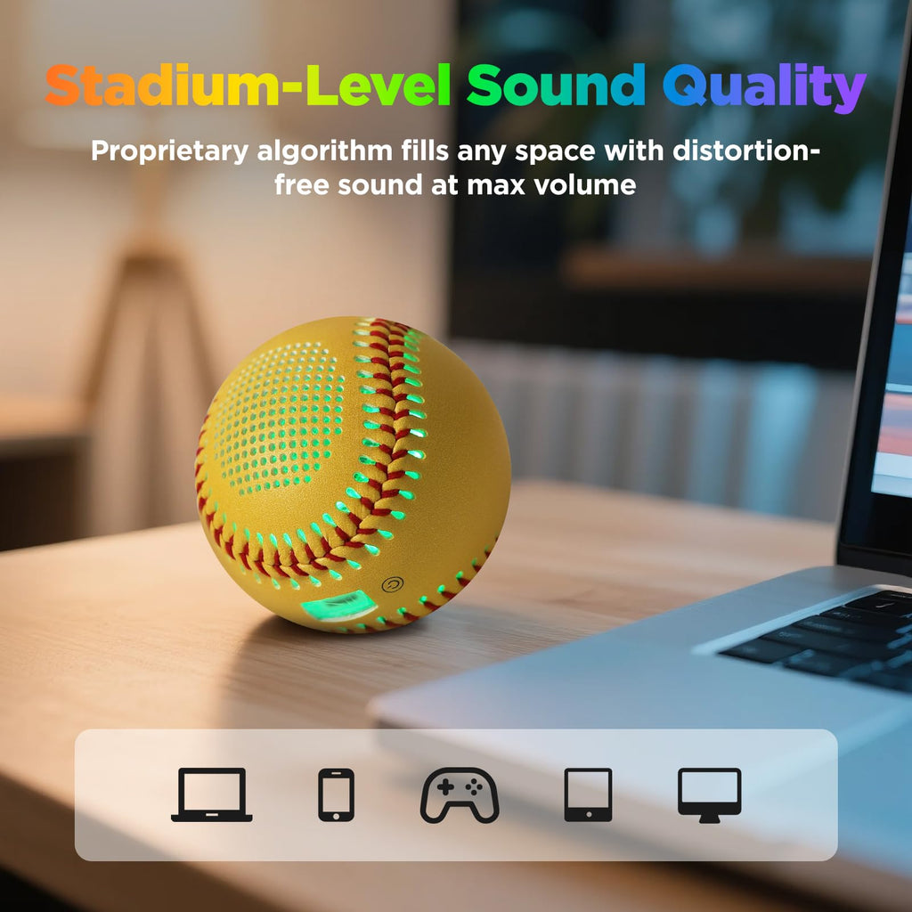 Bluetooth Speaker Baseball - Glow in The Dark LED Ball with Built-in Speaker, Rechargeable Portable Audio Gift for Baseball Fans (Do Not Use for Batting)