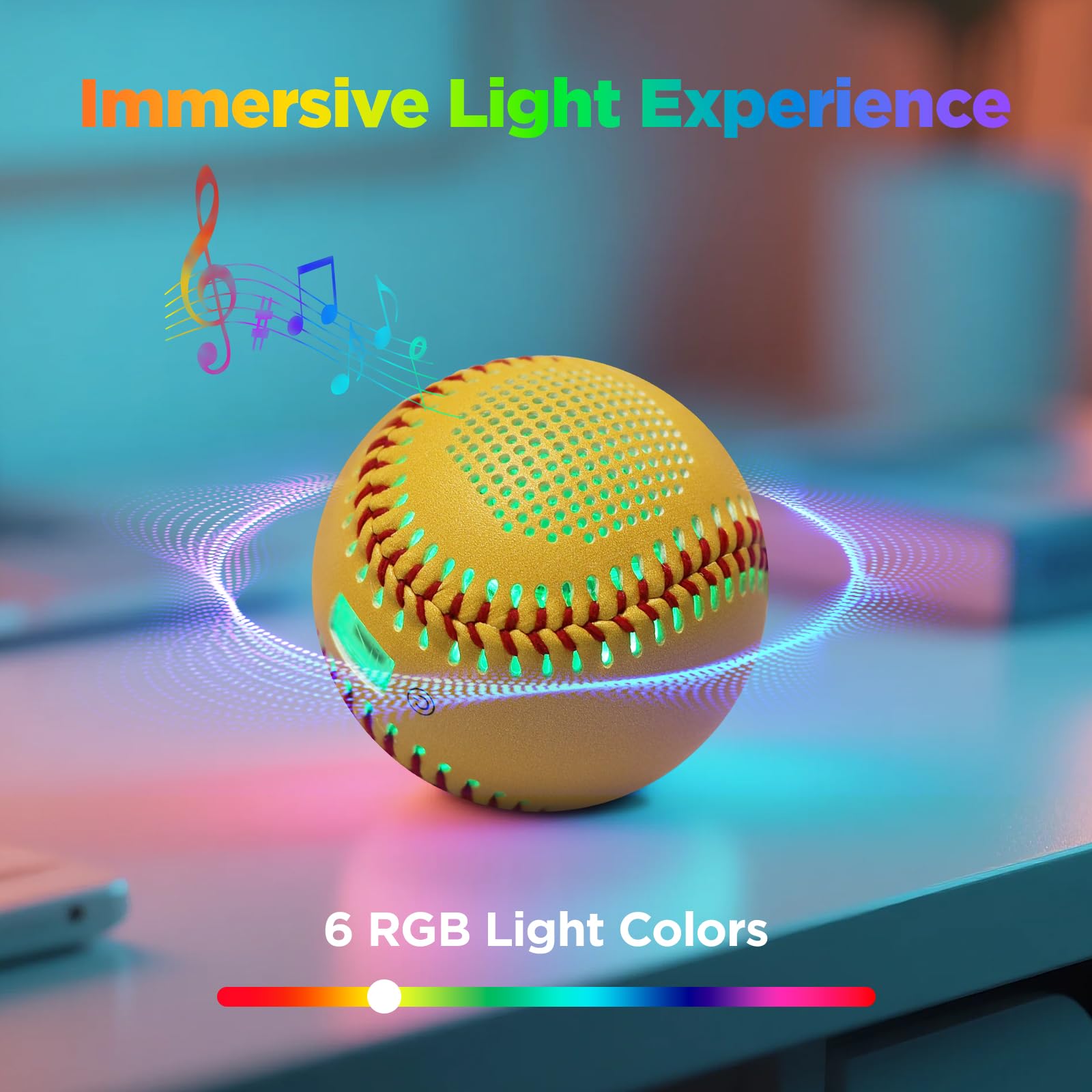 Bluetooth Speaker Baseball - Glow in The Dark LED Ball with Built-in Speaker, Rechargeable Portable Audio Gift for Baseball Fans (Do Not Use for Batting)