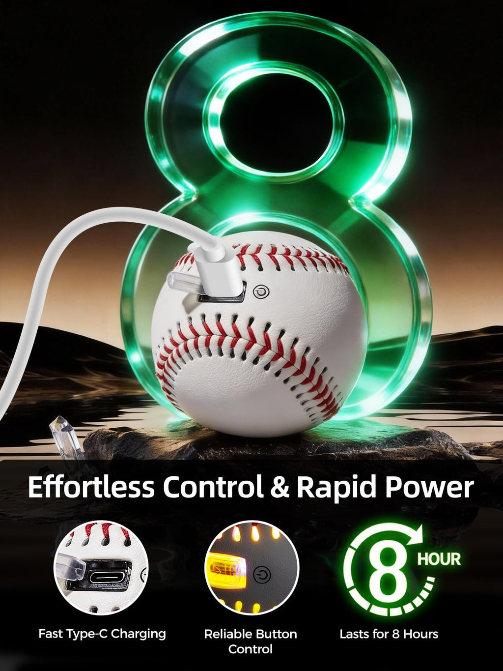 AIYUNDI Light Up & Glow-in-The-Dark Baseball with Bluetooth Speaker, Sports Gifts for Baseball Fans, Boys 8-12, Teens & Adults, Unique Accessories