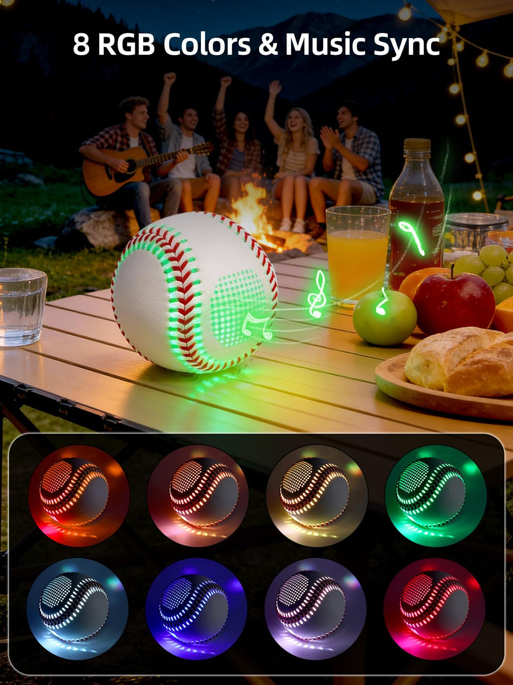 AIYUNDI Light Up & Glow-in-The-Dark Baseball with Bluetooth Speaker, Sports Gifts for Baseball Fans, Boys 8-12, Teens & Adults, Unique Accessories