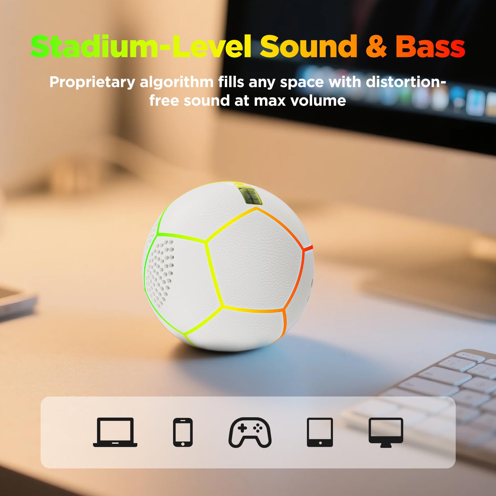 Glow in The Dark Soccer Ball - Sizes 9" Bluetooth Speaker, Teens & Adults - Light Up Soccer Ball with 4 LED Lights - Sports Birthday Gifts Ideas for Boys