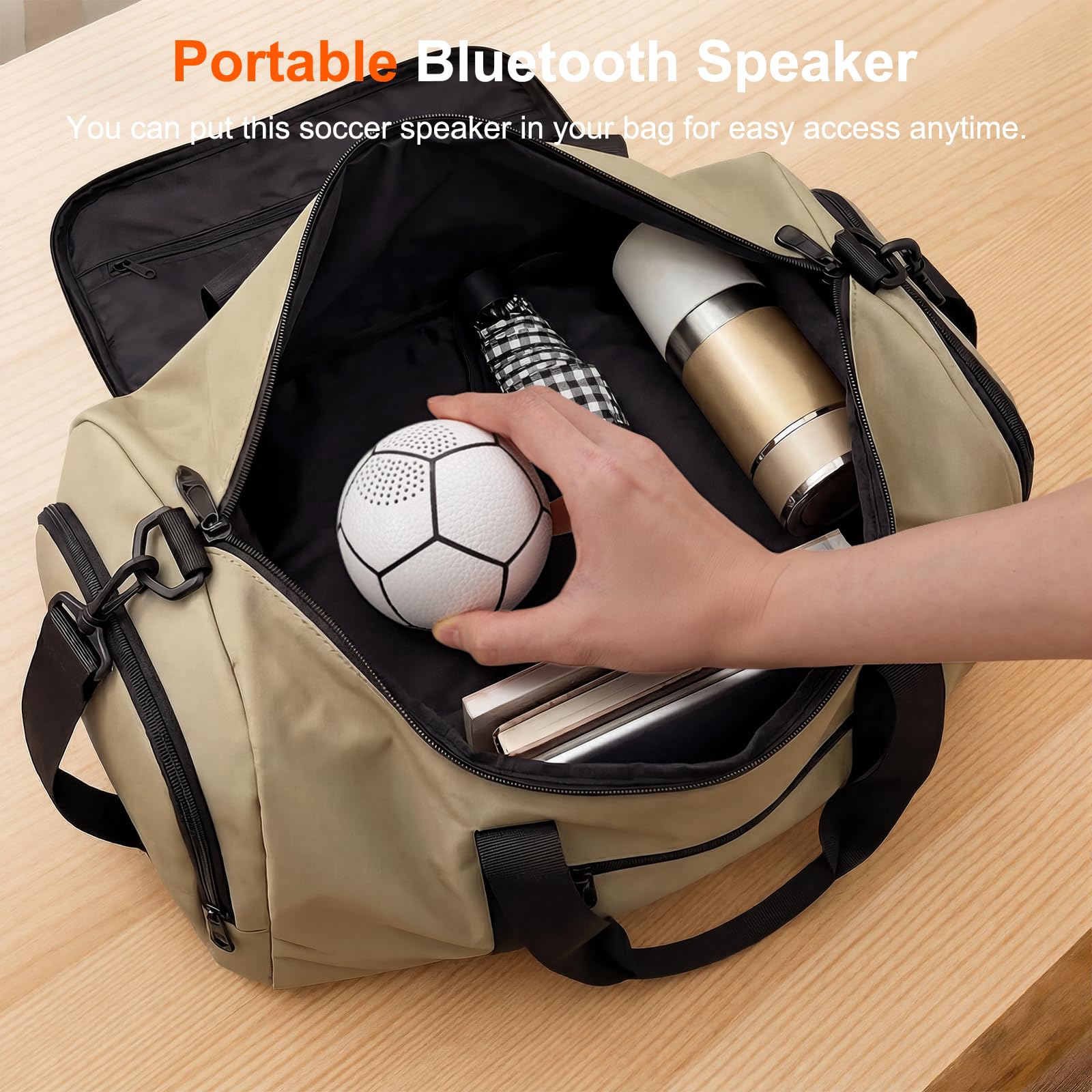 Portable Bluetooth Speaker: Glow-in-The-Dark Soccer and Charger via USB-C - Wireless Bluetooth Speakers - Ideal Gifts for Children, Teenagers and Adults(White)