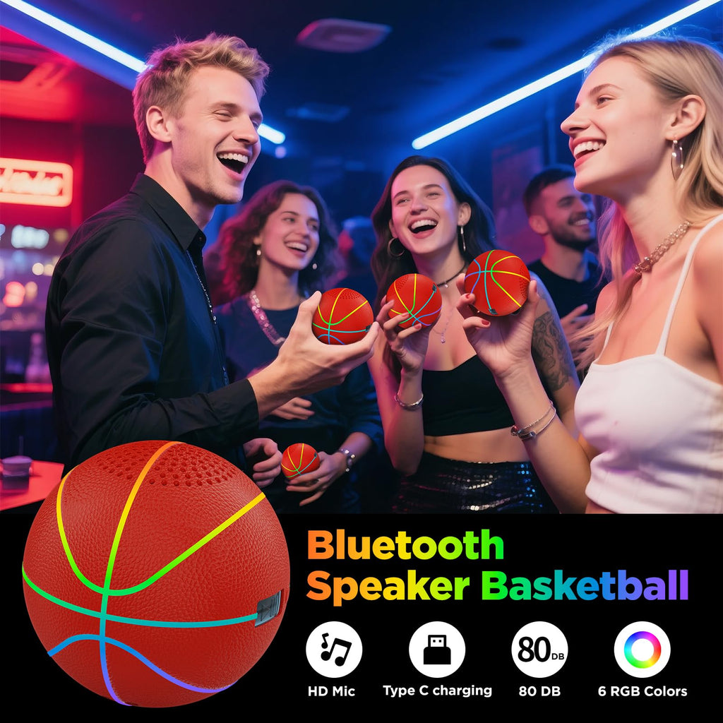 Glow in The Dark Basketball - Sizes 9" Bluetooth Speaker, Teens & Adults - Light Up Basketball with 6 LED Lights - Teen Boys Gift Ideas