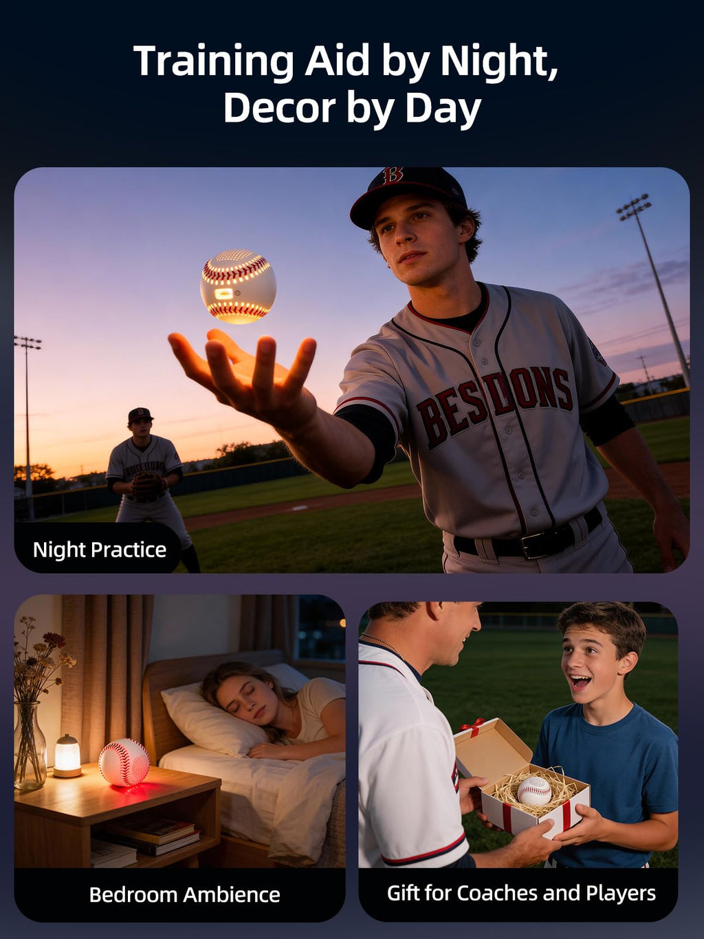 AIYUNDI Light Up & Glow-in-The-Dark Baseball with Bluetooth Speaker, Sports Gifts for Baseball Fans, Boys 8-12, Teens & Adults, Unique Accessories