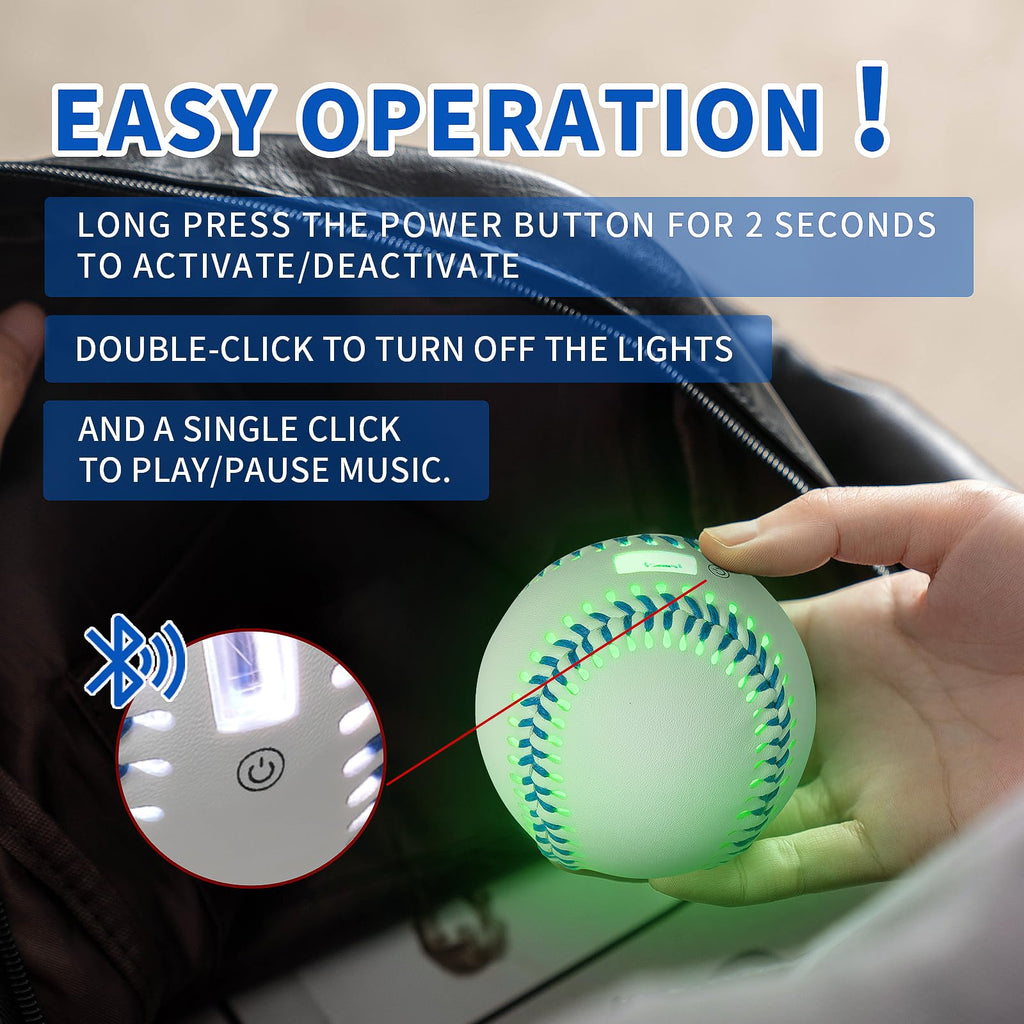Glow Baseball Speaker - Portable Bluetooth Speaker with LED Light Show, 8H Playtime, Patented Bass Boost | Perfect Baseball Gift for Fans (Kids/Adults) Orange.