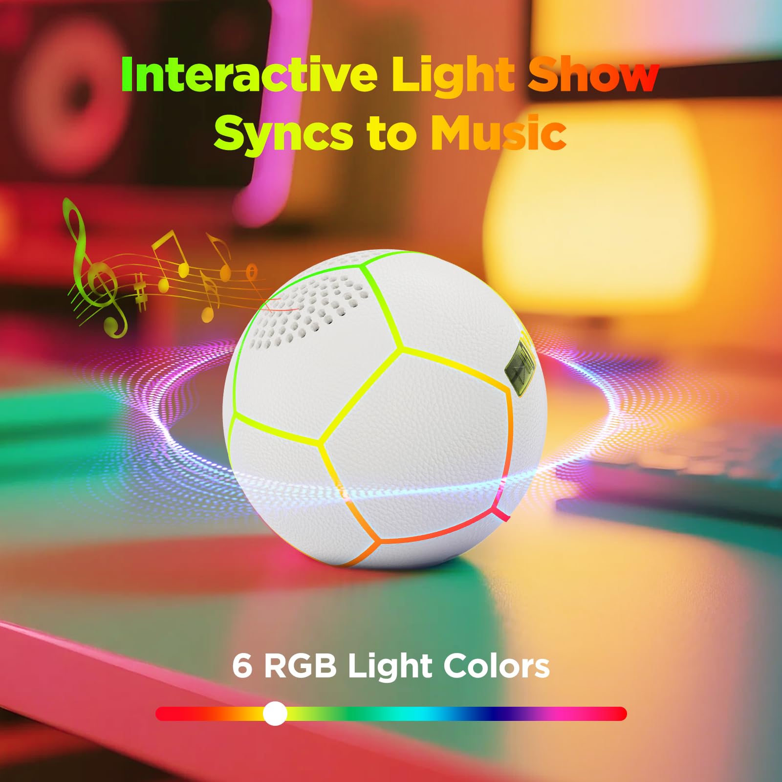 Glow in The Dark Soccer Ball - Sizes 9" Bluetooth Speaker, Teens & Adults - Light Up Soccer Ball with 4 LED Lights - Sports Birthday Gifts Ideas for Boys