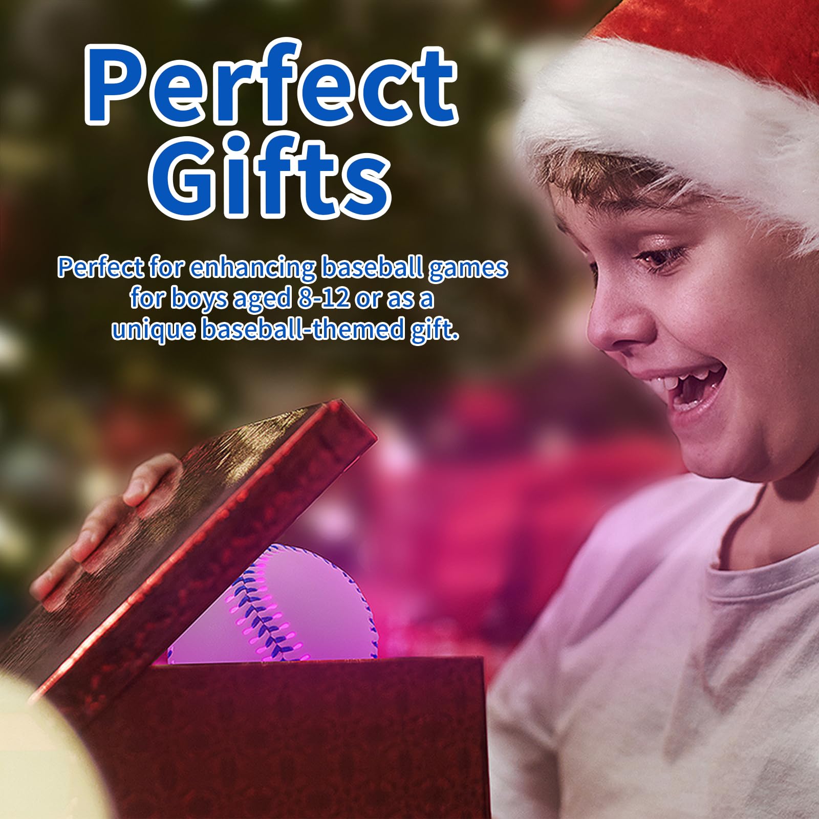 Glow Baseball Speaker - Portable Bluetooth Speaker with LED Light Show, 8H Playtime, Patented Bass Boost | Perfect Baseball Gift for Fans (Kids/Adults) Orange.