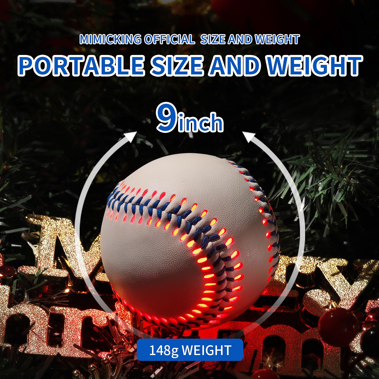 Glow Baseball Bluetooth Speaker，Portable Sports Gift for Fans, Waterproof Outdoor Speaker with Party Lights.
