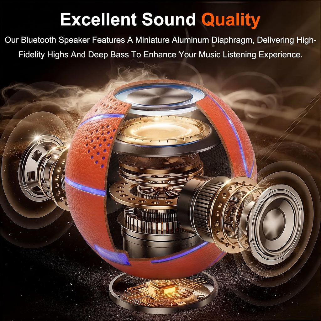 Portable Bluetooth Speaker: Glow-in-The-Dark Basketball and Charger via USB-C - Wireless Bluetooth Speakers - Ideal Gifts for Children, Teenagers and Adults(Orange)