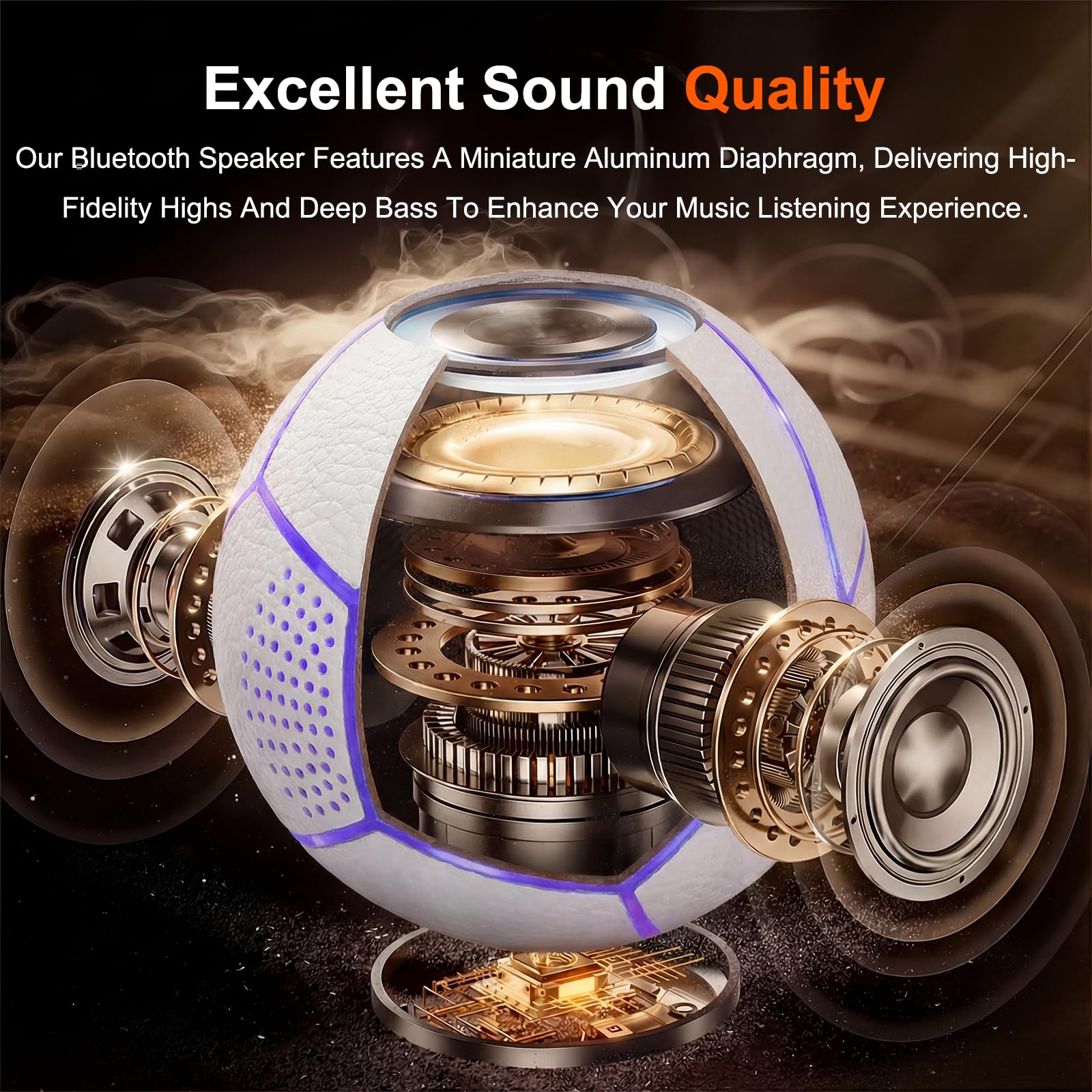 Portable Bluetooth Speaker: Glow-in-The-Dark Basketball and Charger via USB-C - Wireless Bluetooth Speakers - Ideal Gifts for Children, Teenagers and Adults(Orange)