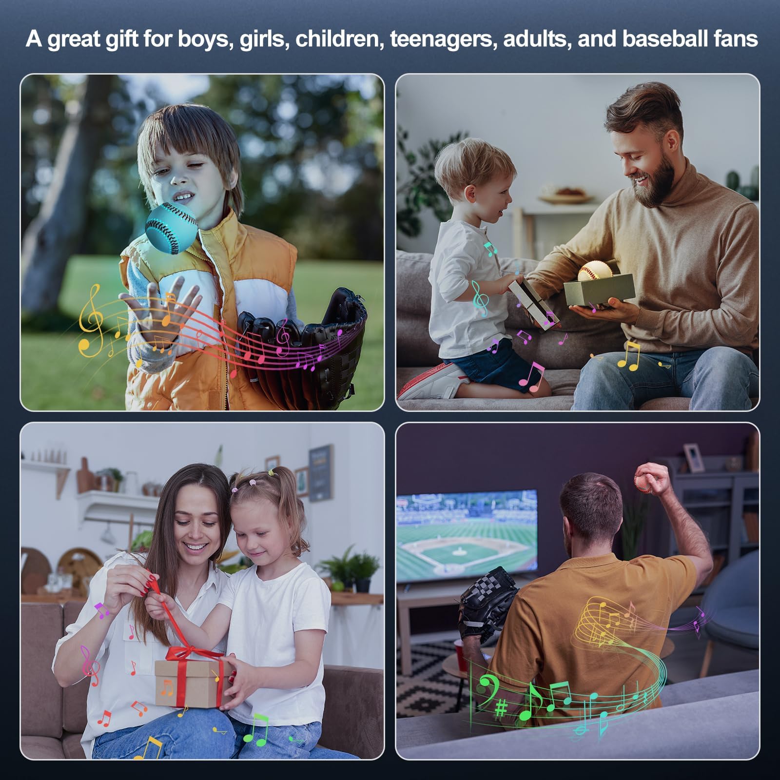 Glow Baseball Speaker - Portable Bluetooth Speaker with LED Light Show, 8H Playtime, Patented Bass Boost | Perfect Baseball Gift for Fans (Kids/Adults) Orange.