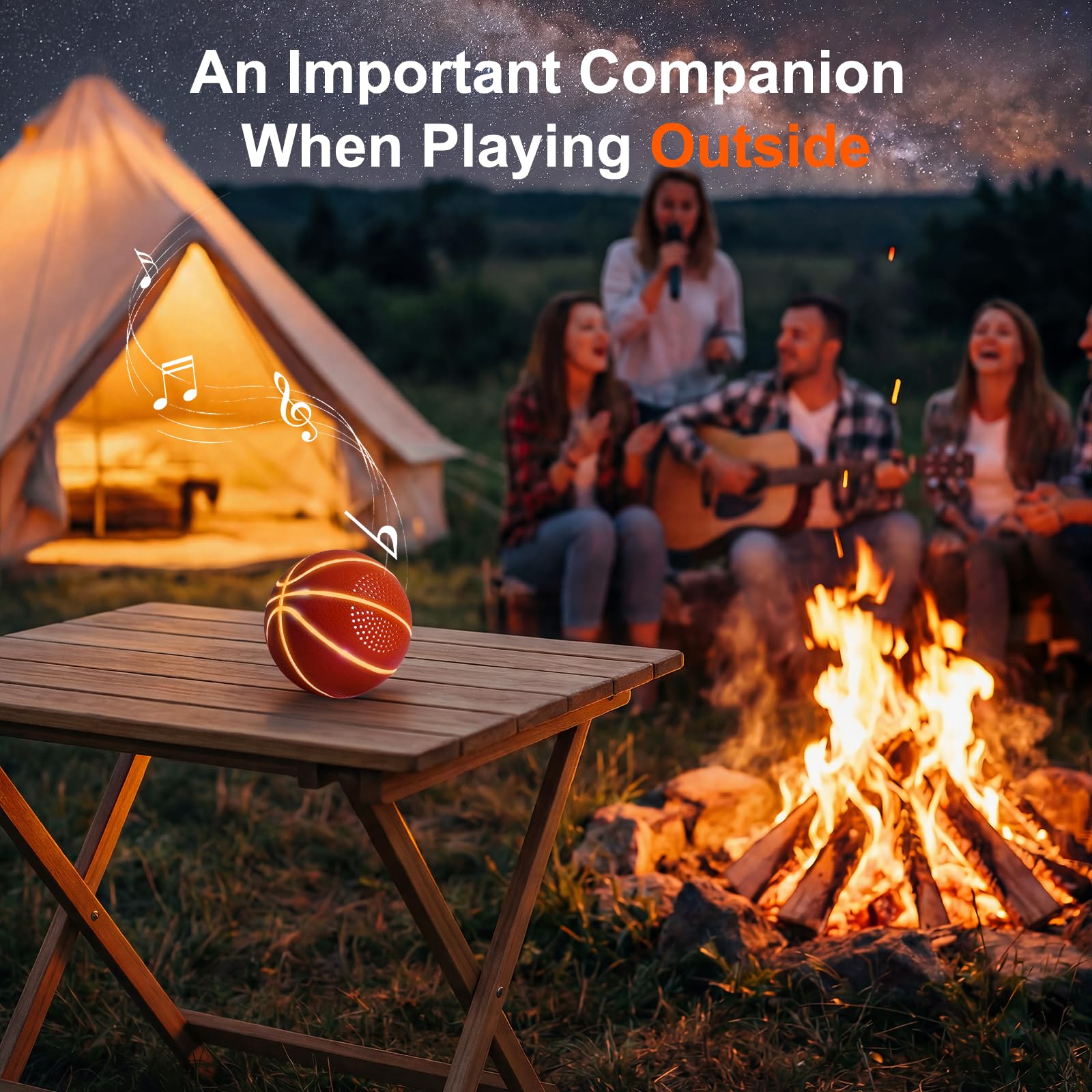 Portable Bluetooth Speaker: Glow-in-The-Dark Basketball and Charger via USB-C - Wireless Bluetooth Speakers - Ideal Gifts for Children, Teenagers and Adults(Orange)