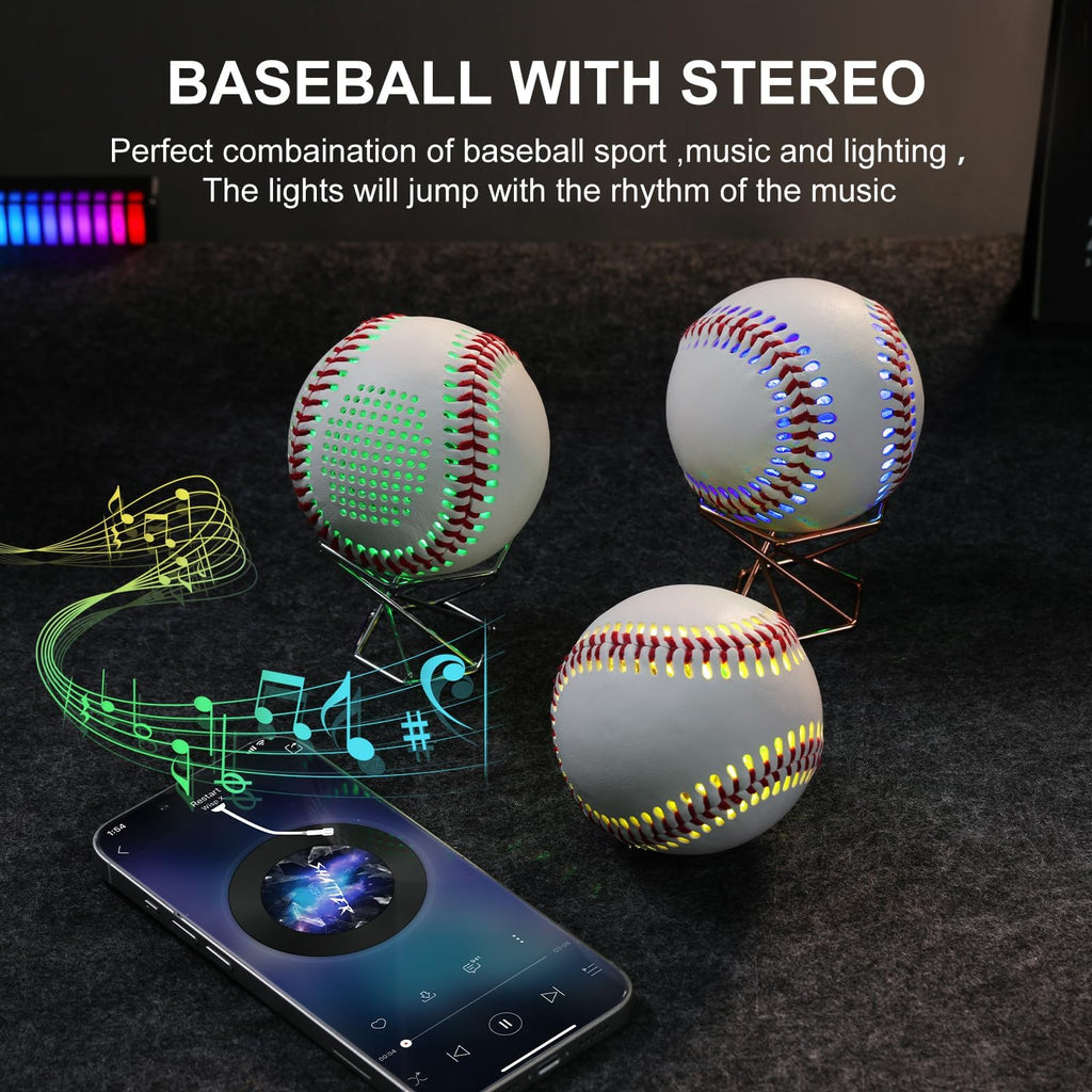 Glow Baseball Speaker - Portable Bluetooth Speaker with LED Light Show, 8H Playtime, Patented Bass Boost | Perfect Baseball Gift for Fans (Kids/Adults) Orange.